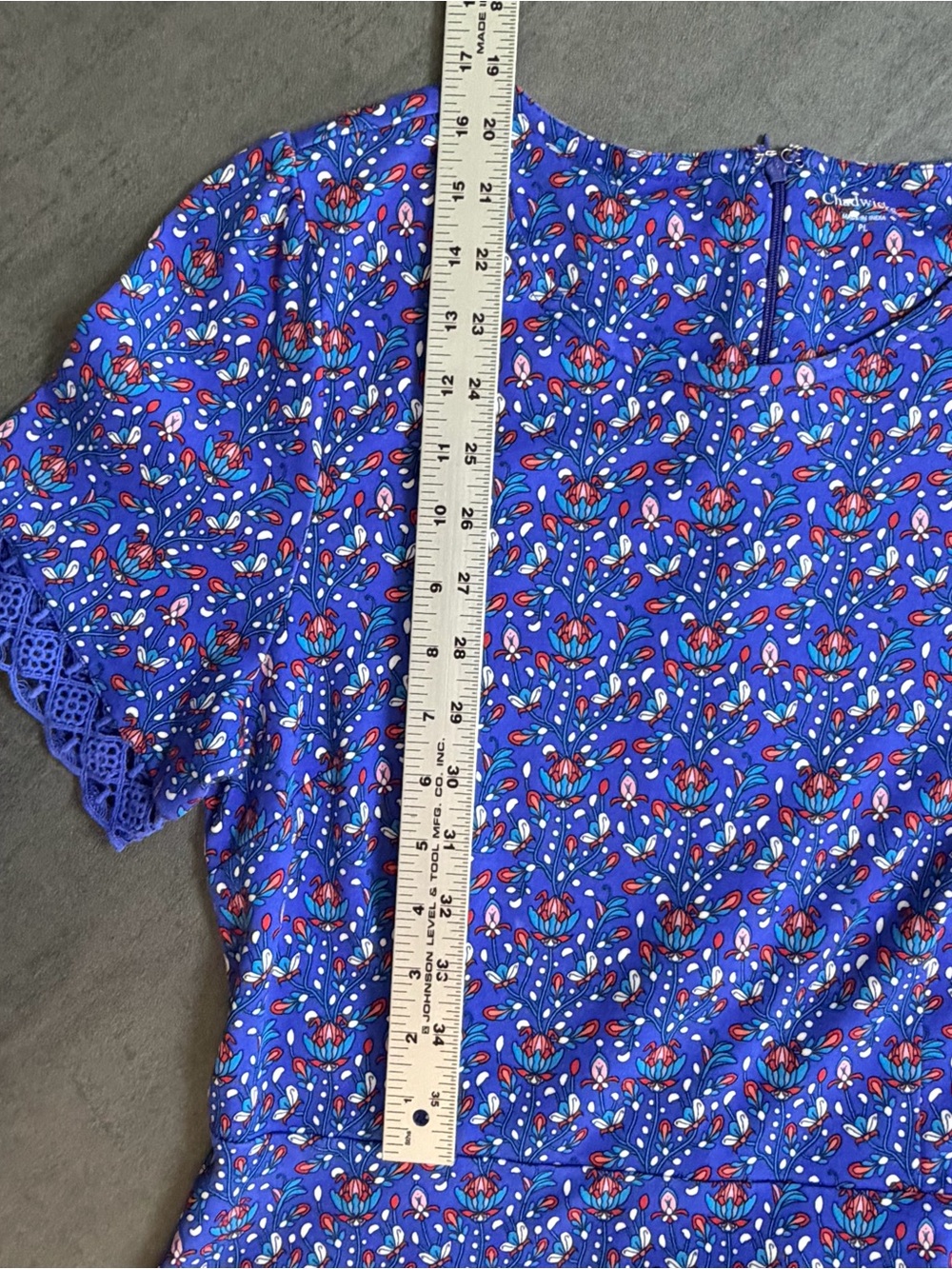 Chadwicks Blue Floral Fit & Flare Midi Dress Women’s Petite Large Cottagecore - Picture 10 of 12
